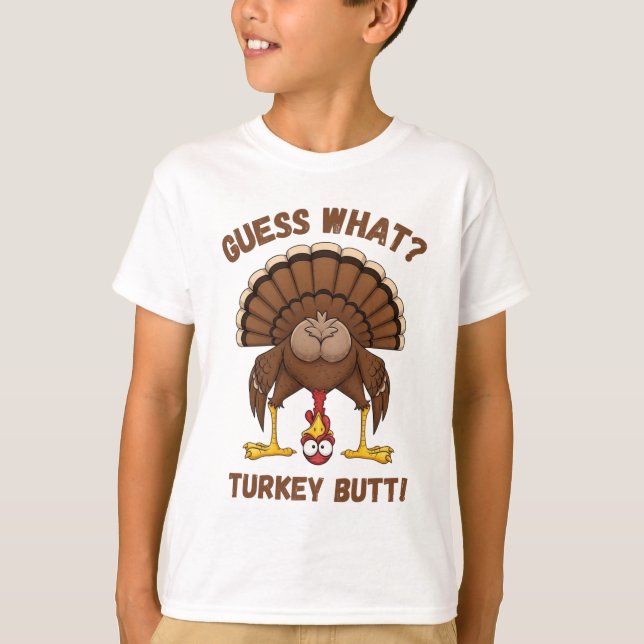 Camiseta Funny Thanksgiving T-Shirt ,Guess What Turkey Butt (Frente)