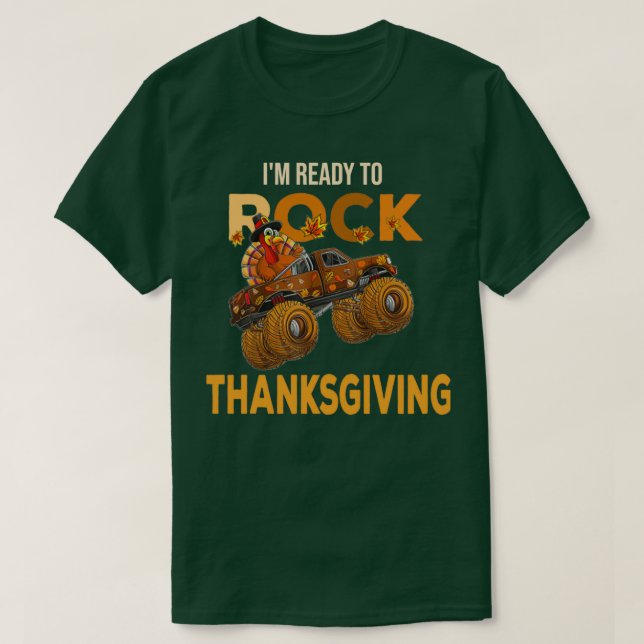 Camiseta Funny Thanksgiving turkey day riding monster truck (Frente do Design)