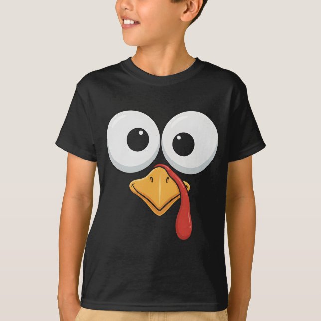 Camiseta Funny Thanksgiving Turkey Face Matching Family (Frente)