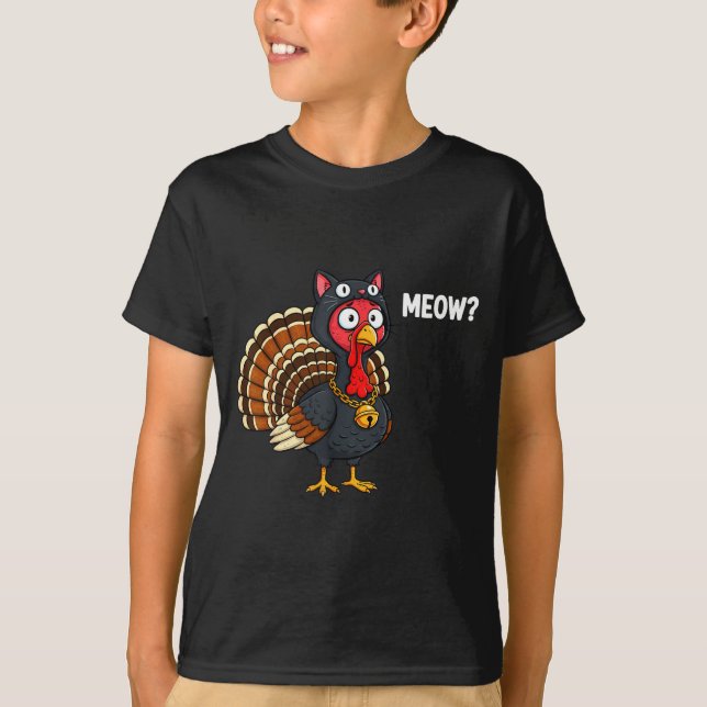 Camiseta Funny Thanksgiving Turkey Meow Cat Disguise Men Wo (Frente)
