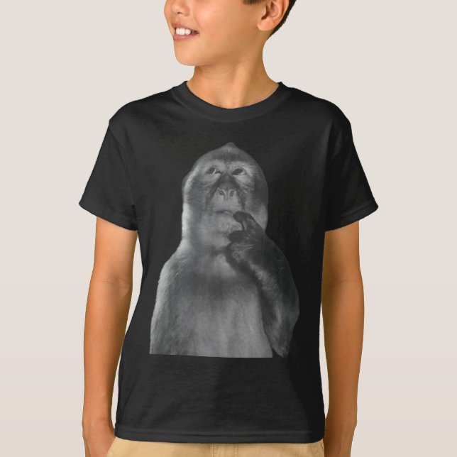 Camiseta Funny Thinking Monkey Meme Curious Ape Brainrot  (Frente)