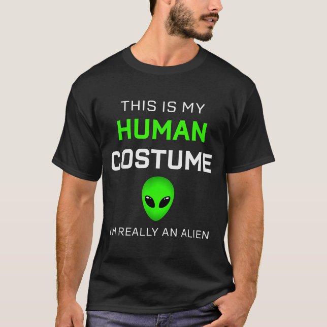 Camiseta Funny This Is My Human Costume For Alien Halloween (Frente)