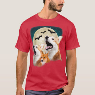 Camiseta Funny Three Corgi Halloween and Halloween Moon 