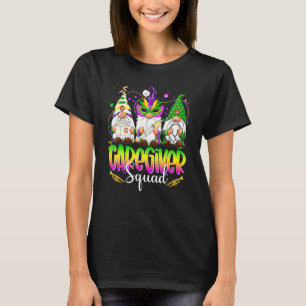 Camiseta Funny Three Nordic Gnome Caregiver Squad Mardi Gra
