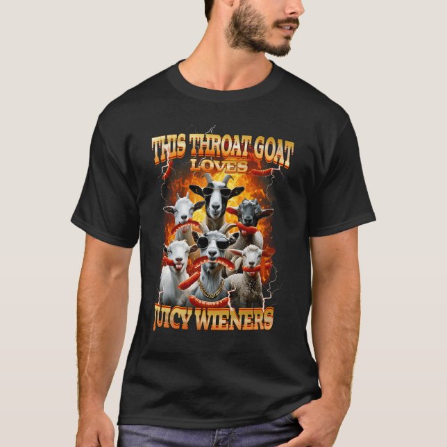 Camiseta Funny Throat Goat Swallows Juicy Wieners Inappropr (Frente)