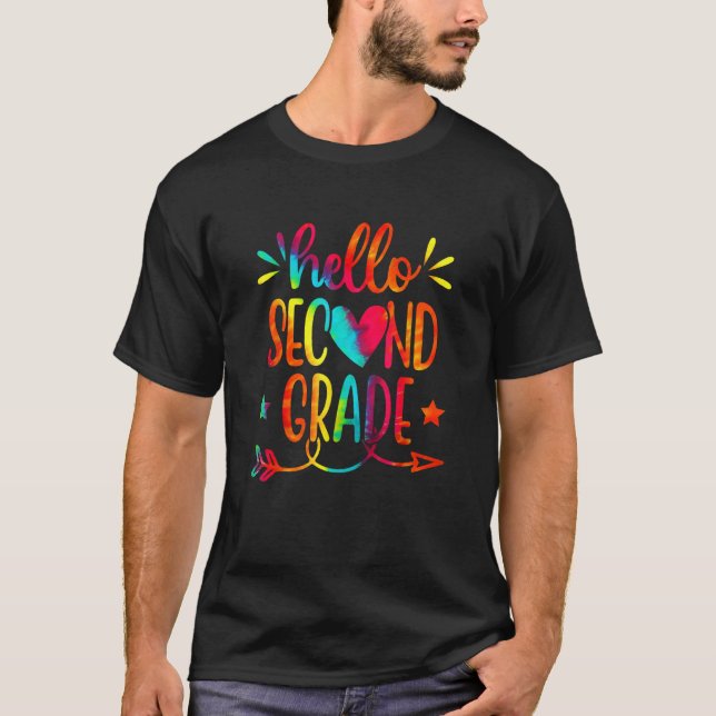 Camiseta Funny Tie Dye Hello Second 2nd Grade Teacher First (Frente)