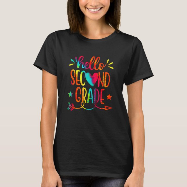 Camiseta Funny Tie Dye Hello Second 2nd Grade Teacher First (Frente)
