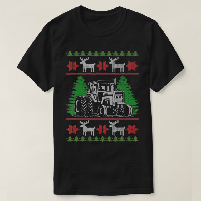 Camiseta Funny Tractor Farmer Ugly Christmas Sweaters  (Frente do Design)