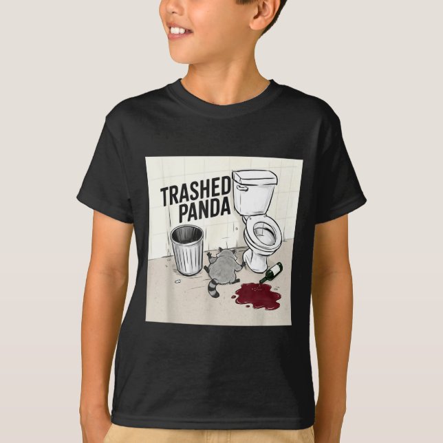 Camiseta Funny Trashed Panda Racoon Gets Drunk  (Frente)