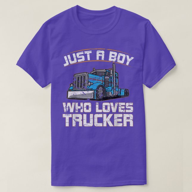 Camiseta Funny Truck Just A Boy Who Loves Trucks  (Frente do Design)