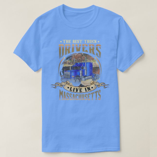 Camiseta Funny Truckers THE BEST TRUCK DRIVERS LIVE IN MASS (Frente do Design)