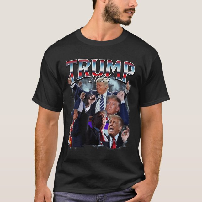 Camiseta Funny Trump 2024 Campaign 90s Rap Trendy Bootleg (Frente)