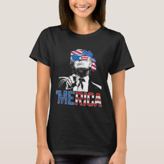 Camiseta Funny Trump 4 De Julho Merica American Flag Sungl