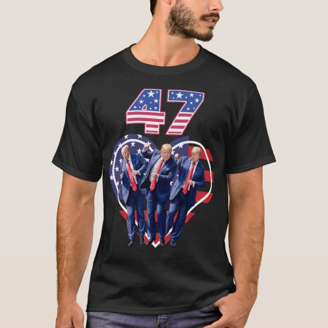 Camiseta Funny Trump Dançando América 47 Homens Mulheres T- (Frente)