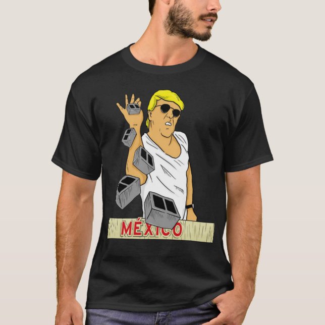 Camiseta Funny Trump Salt Bae México Fronteira dos EUA Muro (Frente)