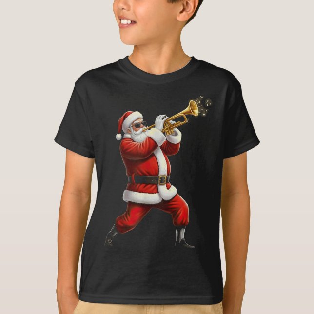 Camiseta Funny Trumpet Santa Christmas Graphic Player Trump (Frente)