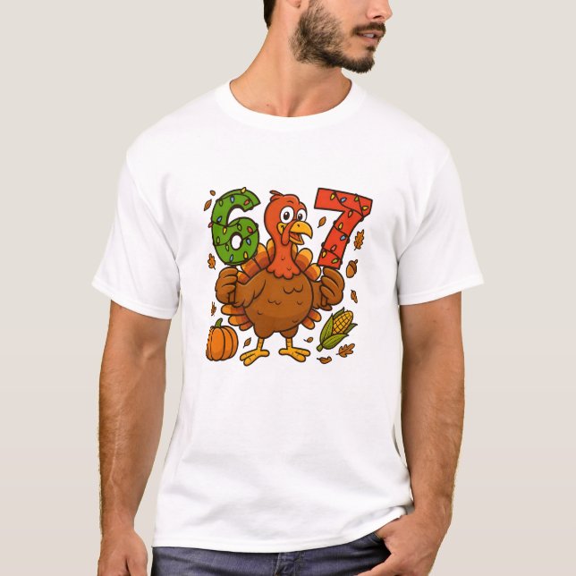Camiseta Funny Turkey 6 7 Thanksgiving Design | Festive Fal (Frente)