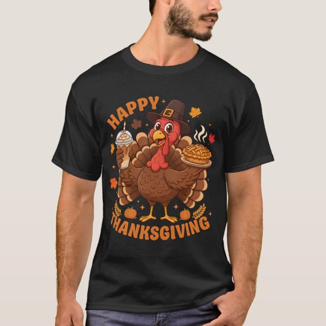 Camiseta Funny Turkey Family Dinner Happy Thanksgiving (Frente)