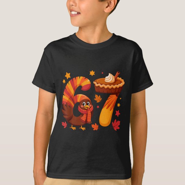 Camiseta Funny Turkey Thanksgiving 67 Meme Six Seven  (Frente)
