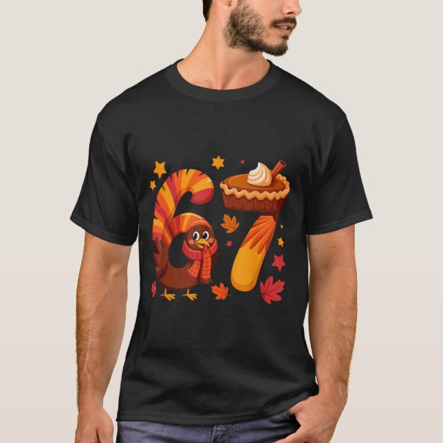 Camiseta Funny Turkey Thanksgiving 67 Meme Six Seven  (Frente)