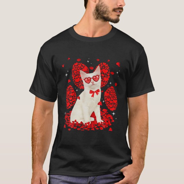 Camiseta Funny Turkish Angora Cat Valentine Paw Heart Cat L (Frente)