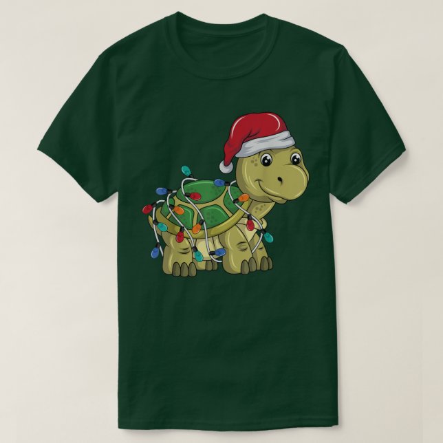 Camiseta Funny Turtle Christmas Lights Christmas Turtle San (Frente do Design)