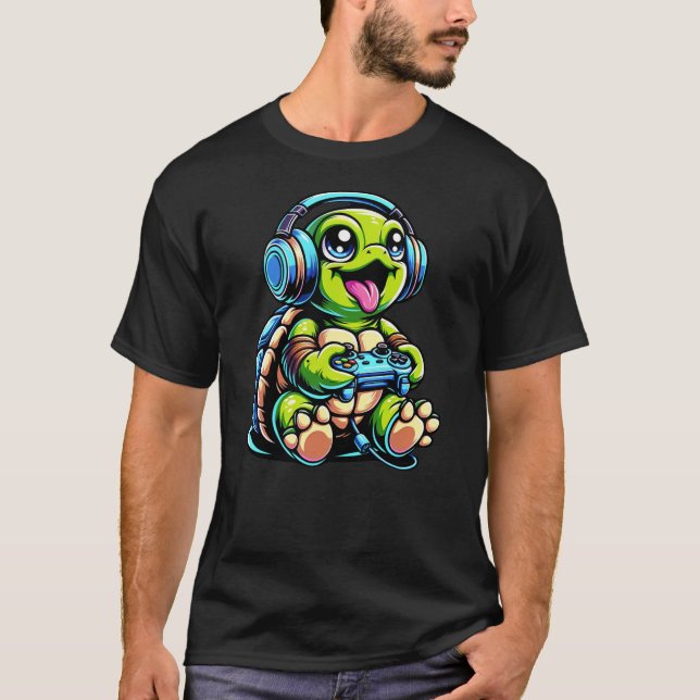 Camiseta Funny Turtle Gamer Gaming Turtles Video Game (Frente)