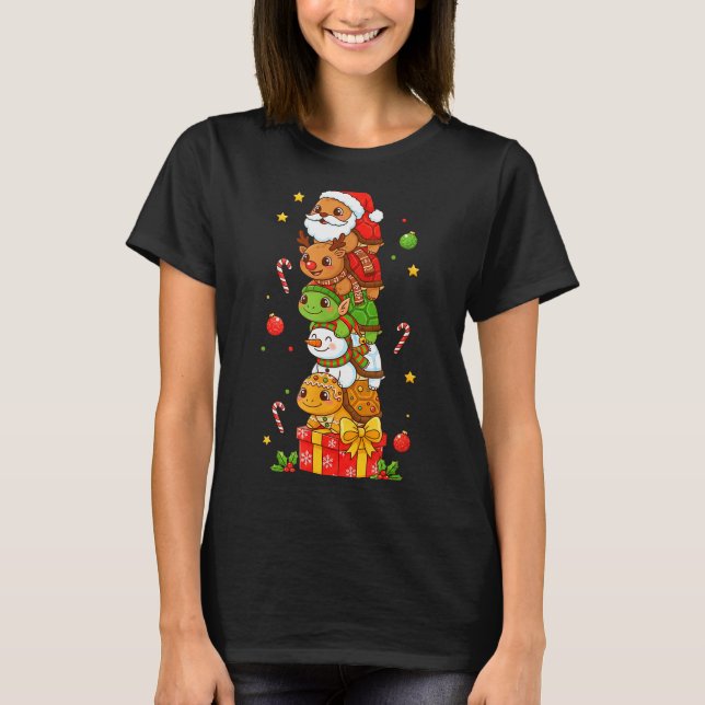 Camiseta Funny Turtle Santa Elf Snowman Christmas Womens Me (Frente)