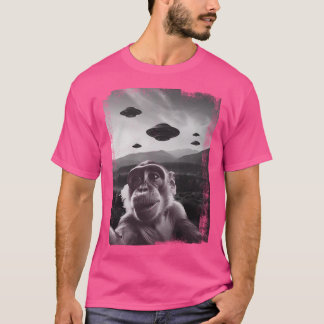 Camiseta Funny Ufo Monkey Selfie Com Ufo Alienígena Funn