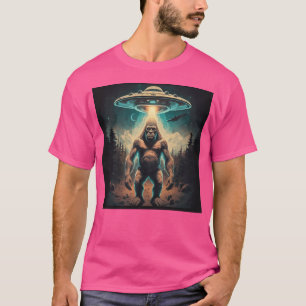 Camiseta Funny Única Selfie De Pé Grande Com Ufos Estranho