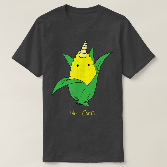 Camiseta Funny Unicorn, Corn Cob Vegetarian Geek, Zany Bra (Frente do Design)