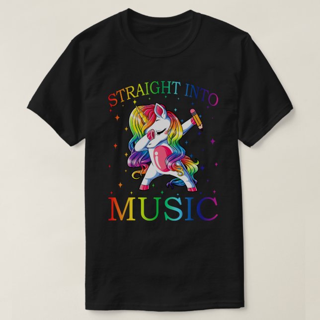 Camiseta Funny Unicorn Dabbing Hetero em T-Shirt MUSICAL (Frente do Design)
