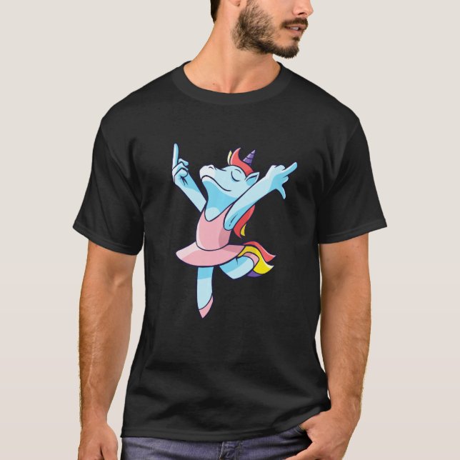 Camiseta Funny Unicorn de Dedos Médios Dançando Unicórnio (Frente)