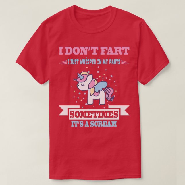 Camiseta Funny Unicorn Fart Humor (Frente do Design)