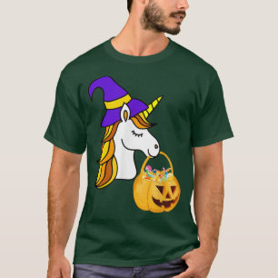 Camiseta Funny Unicorn Pumpkin Witch Halloween Figurume 292