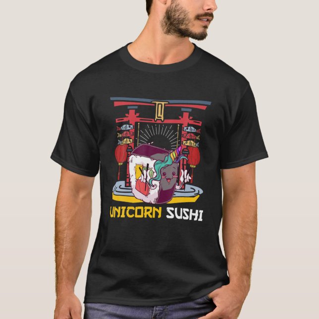 Camiseta Funny Unicorn Sushi Sticks Rainbow Sushi Meme Pun (Frente)