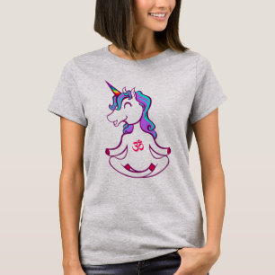 Camiseta Funny Unicorn Zen Yoga Meditação Lotus Ohm