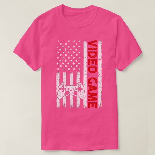 Camiseta Funny USA American Flag Video Game Patriotic 4th O (Frente do Design)