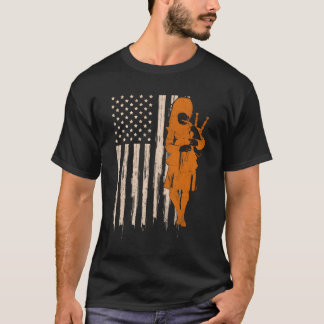 Camiseta Funny Usa Flag Bagpipe Scottish Bagpiper Gift Bagp