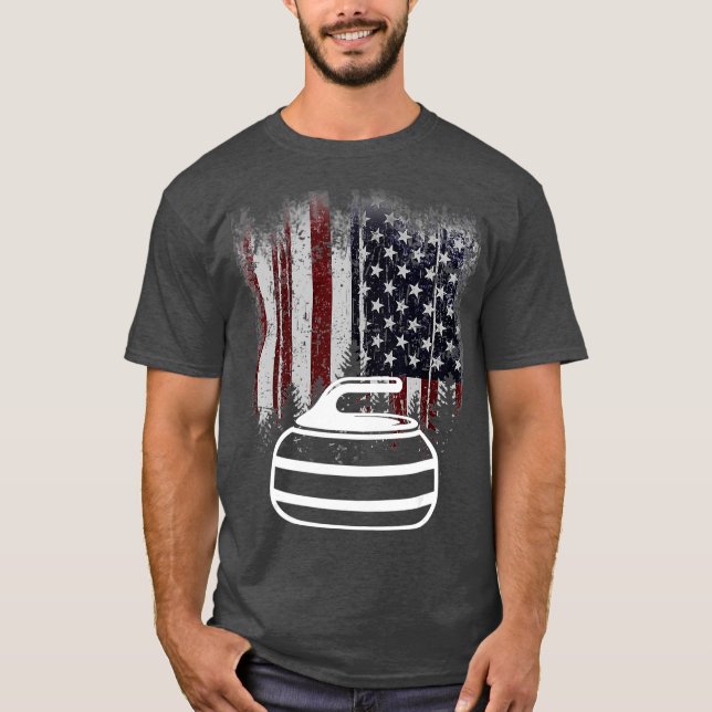 Camiseta Funny USA Flag Curling (Frente)