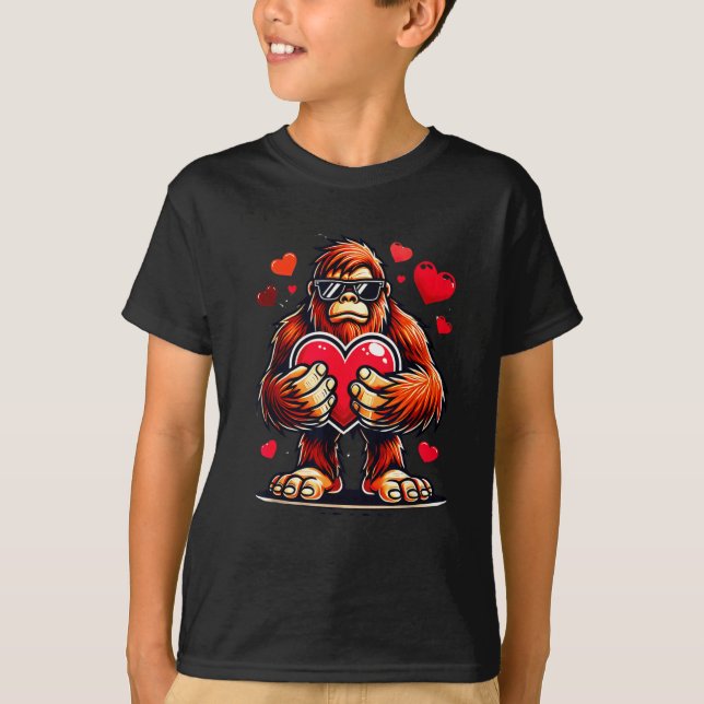 Camiseta Funny Valentines Day Bigfoot Heart Sungles Sasquat (Frente)