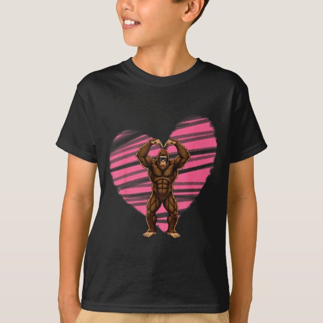 Camiseta Funny Valentines Day Bigfoot Sungles In Heart Sasq (Frente)