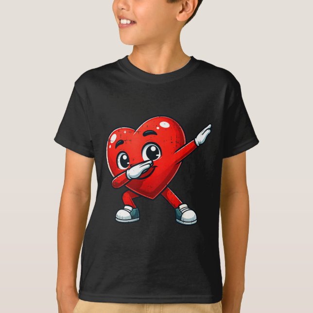 Camiseta Funny Valentines Day Dabbing Heart Lover Men Kids  (Frente)