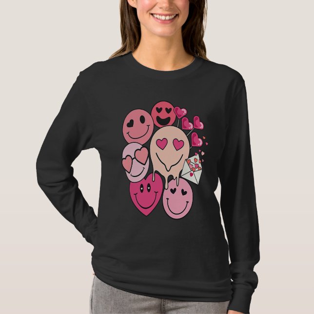 Camiseta Funny Valentine's Day retro smile heart candy (Frente)