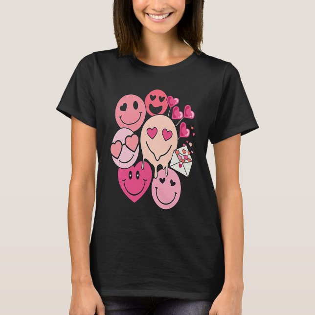 Camiseta Funny Valentine's Day retro smile heart candy (Frente)