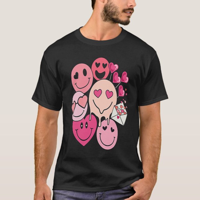 Camiseta Funny Valentine's Day retro smile heart candy (Frente)