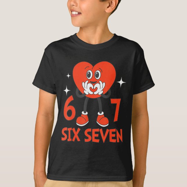Camiseta Funny Valentines Six Seven Hearts 6 7 Meme Boys Gi (Frente)