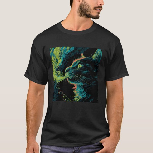 Camiseta Funny Vaping Cat, Vape Kitty Meme, Feline Vaper, C (Frente)