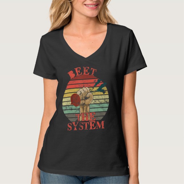 Camiseta Funny Vegan Beet the System Anarchy Retro Veganism (Frente)
