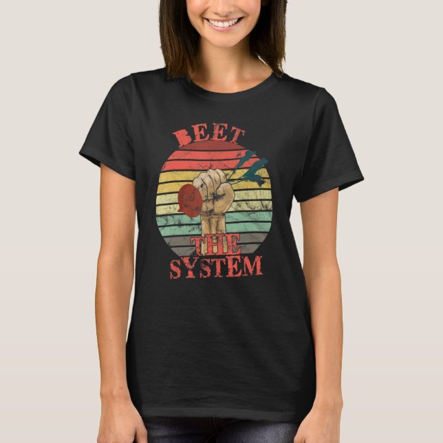 Camiseta Funny Vegan Beet the System Anarchy Retro Veganism (Frente)